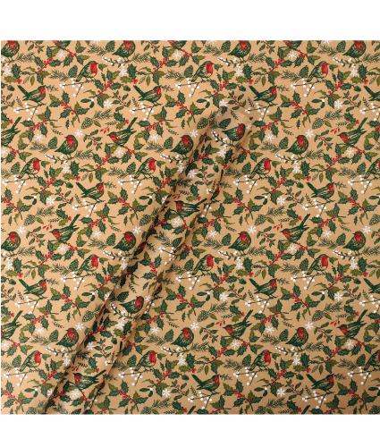 Tom Smith Traditional Robin & Holly Wrapping Paper