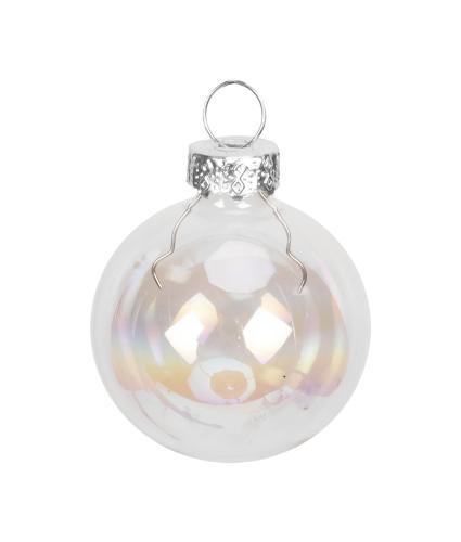 Irridescent Silver Glass Baubles, Set of 12
