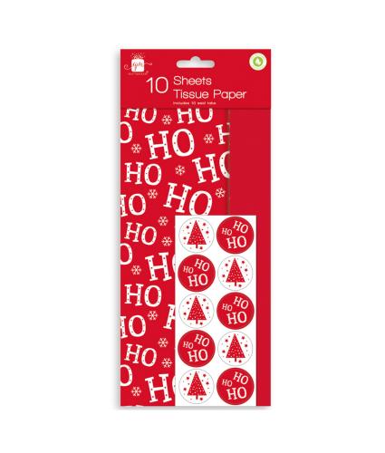 Ho Ho Ho Christmas Tissue Paper 10 Pack