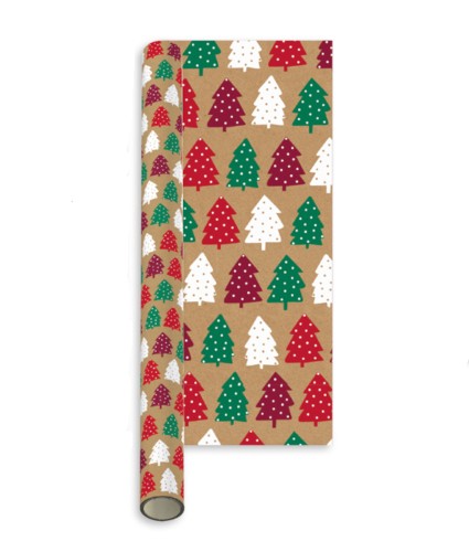 Trees Festive Fun Recyclable 2m Kraft Christmas Wrapping Paper