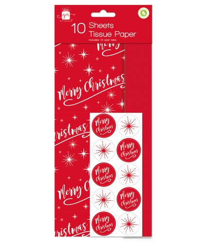 Merry Christmas Tissue Paper - 10 sheets