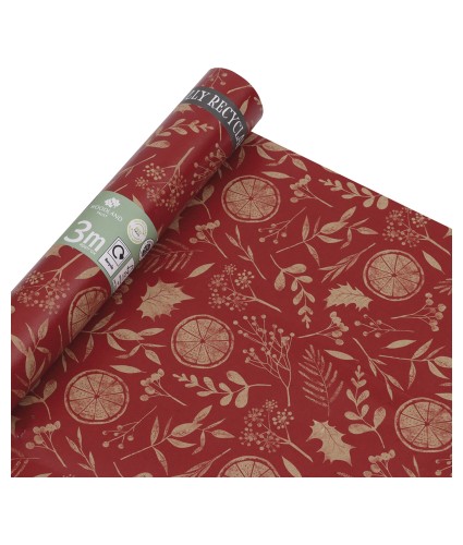 Eco Nature Festive Foliage FSC Recyclable 3m Christmas Wrapping Paper