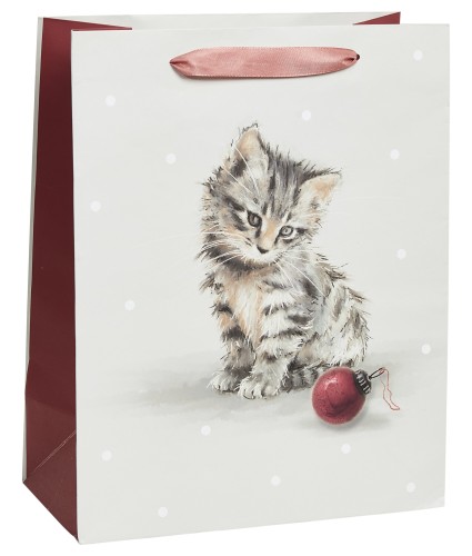 Playful Christmas Kitten Gift Bag
