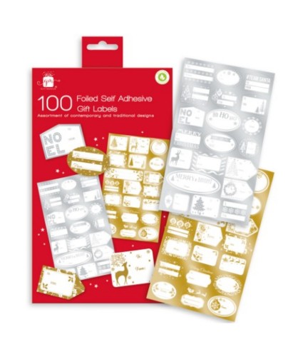 100 Assorted Self-Adhesive Metallic Foil Gift Labels [2023]