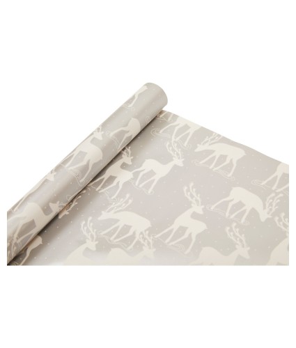 Silver Stags 4m Christmas Wrapping Paper