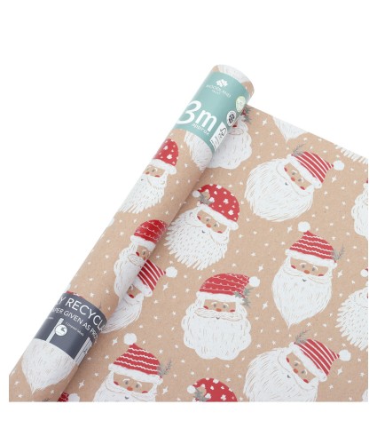 Eco Nature Santa FSC Recyclable 3m Christmas Wrapping Paper