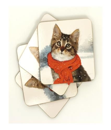 Winter Cat Set of 4 Drinks Coasters