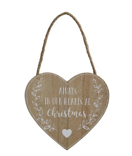 Remembrance Heart Wooden Hanging Decoration