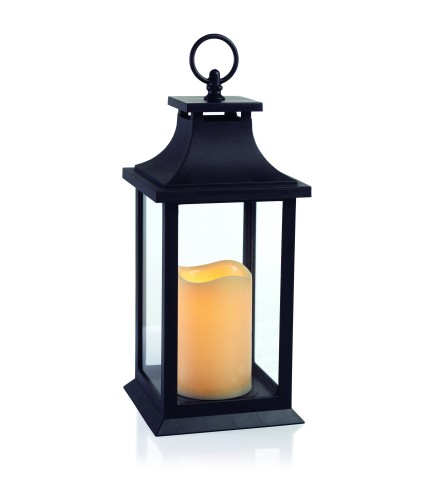 Flickering LED Candle Lantern - Black Plain