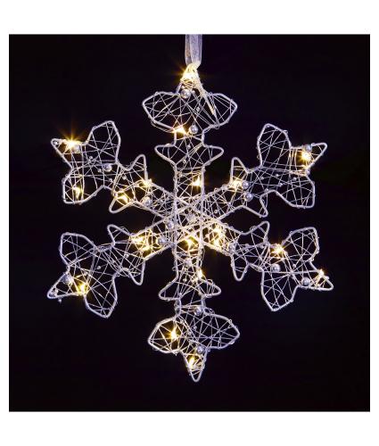 Silver LED Lit Snowflake Light Decoration