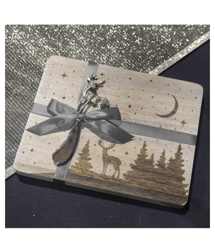 Starry Night & Stag Bamboo Cheese Board Gift Set