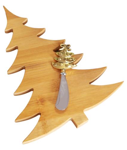 Christmas Tree Cheeseboard and Knife Set