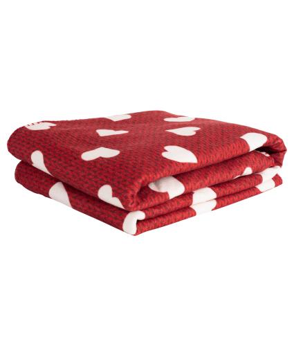 Red & White Hearts Throw - 120 x 150cm