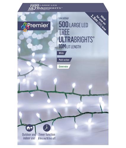Premier 500 White Ultrabrights Indoor/Outdoor LED Timer Lights