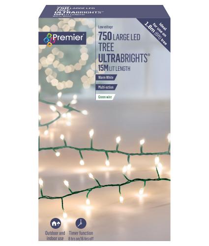 Premier 750 Warm White Ultrabrights Indoor/Outdoor LED Timer Lights