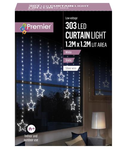 Premier 1.2m White Star LED Curtain Lights