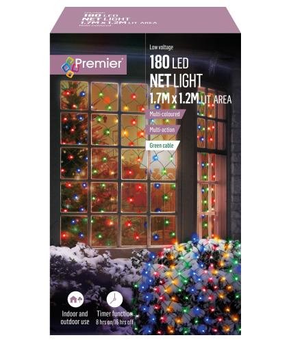 Premier 180 LED Multi-Coloured Indoor/Outdoor Net Lights