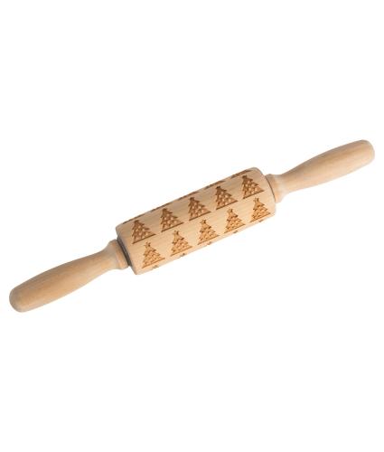 Christmas Tree Embossed Wooden Rolling Pin