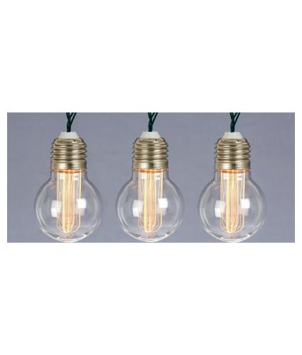 Premier 10 Retro Style Edison Bulb Battery Operated LED Lights - Green Cable