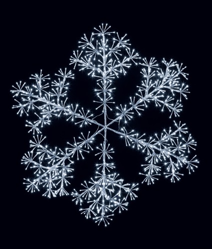 Premier 90cm Silver Starburst Snowflake LED Decoration
