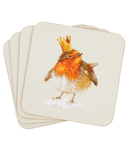 Robin with Crown Set of 4 Drinks Coasters