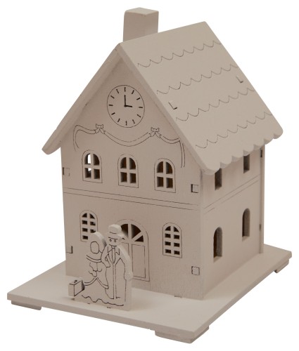 LED Lit Wooden School House Decoration