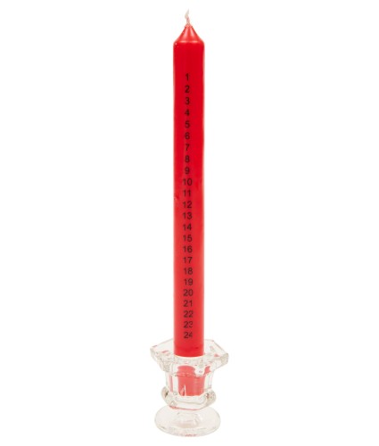 Red Advent Candle with Glass Holder