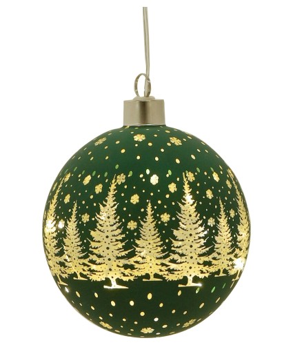 Winter Wilds LED Lit Glass Bauble Hanging Decoration