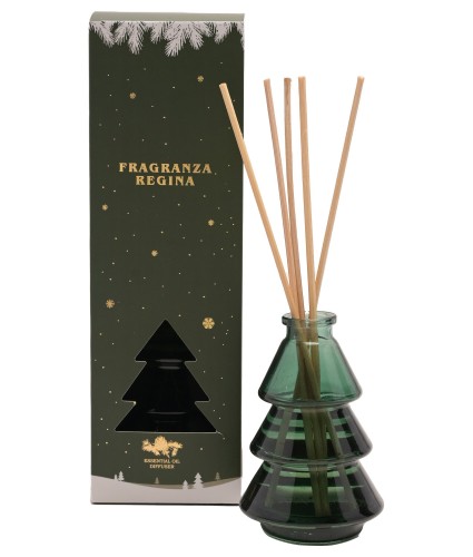 Holly Berry & Fir Green Glass Tree Reed Diffuser