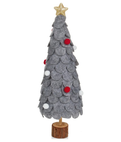 Fabric Tree Decoration With Wooden Base 