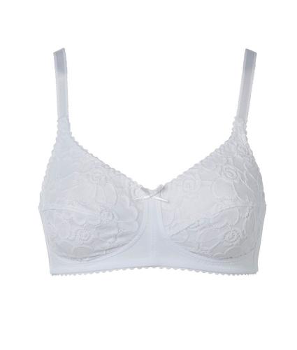 Nicola Jane Daisy Pocketed Soft Lace Bra in White