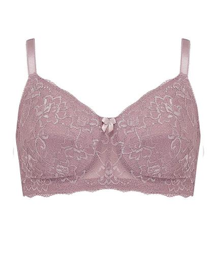 Nicola Jane Florence Pocketed Soft Lace Bra in Mink