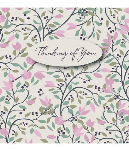 Pink Floral Thinking of You Sympathy Card