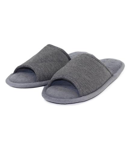 Totes Mens Open Toe Waffle Slipper in Charcoal Grey