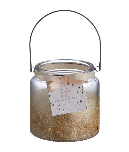 Gold Glitter Glass Candle Holder