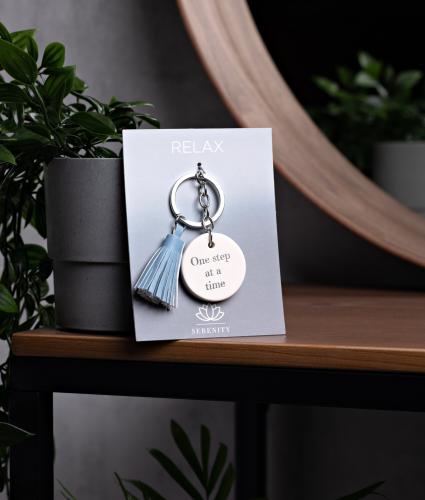Serenity Inspirational Ceramic Keyring - One Step at a Time