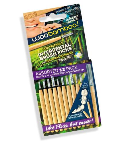 Woobamboo Interdental Brush Picks Assorted Pack of 12