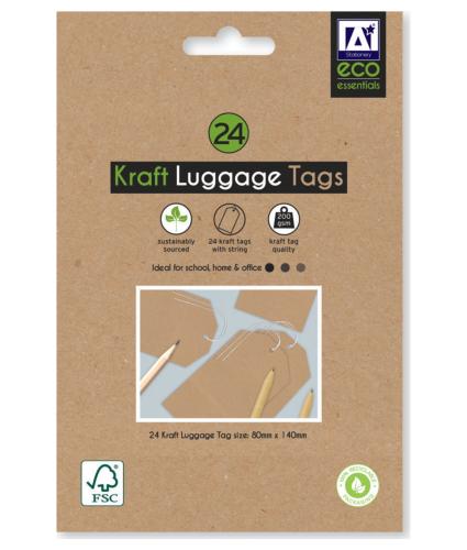 Eco Kraft Luggage Tags - 24 pack