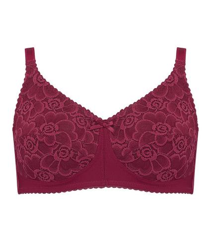 Nicola Jane Daisy Pocketed Soft Lace Bra in Cherry