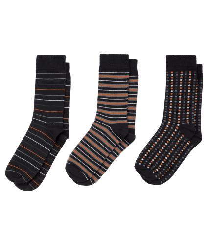 Mens 3 Pack Spots & Stripes Socks