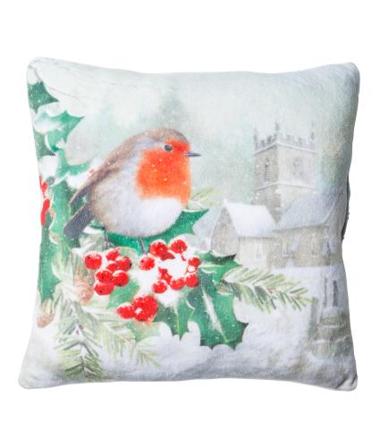 Small Winter Robin Cushion