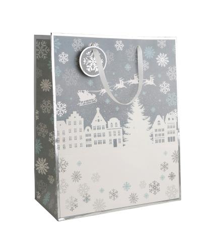 White & Silver Snowy Scene Gift Bag
