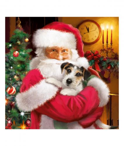 santa and chip cancer research uk christmas card 