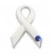 Blue Gem Ribbon Pin Badge, Cancer Research UK