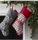 Knitted Red Scandi Christmas Stocking Insitu