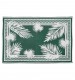 Green and White Palm Leaf Design Outdoor Rug
