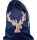 Blue Velvet Gift Bag with Gold Stag Head