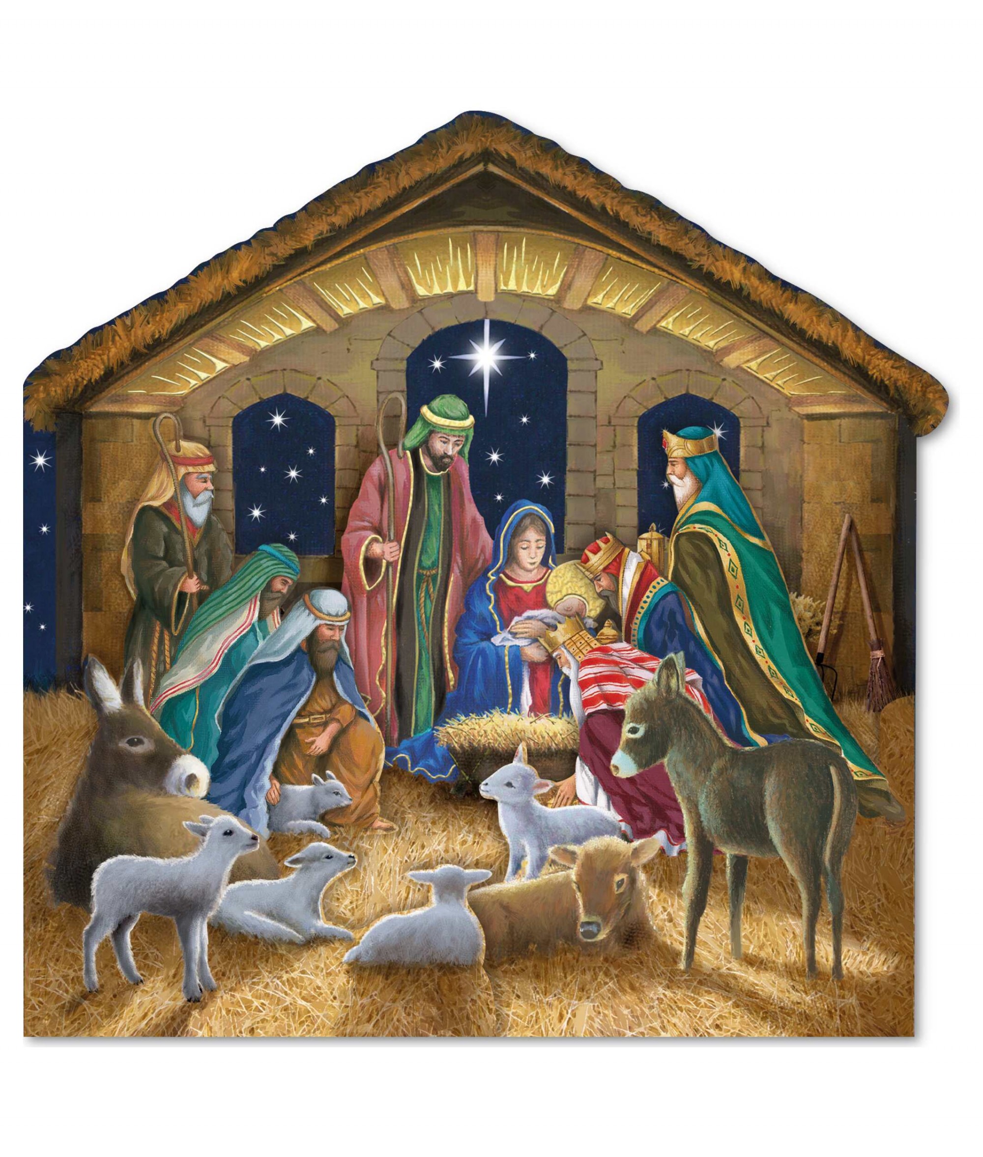 Traditional Nativity Scene Welsh Bilingual Christmas Cards - Pack of 10 ...