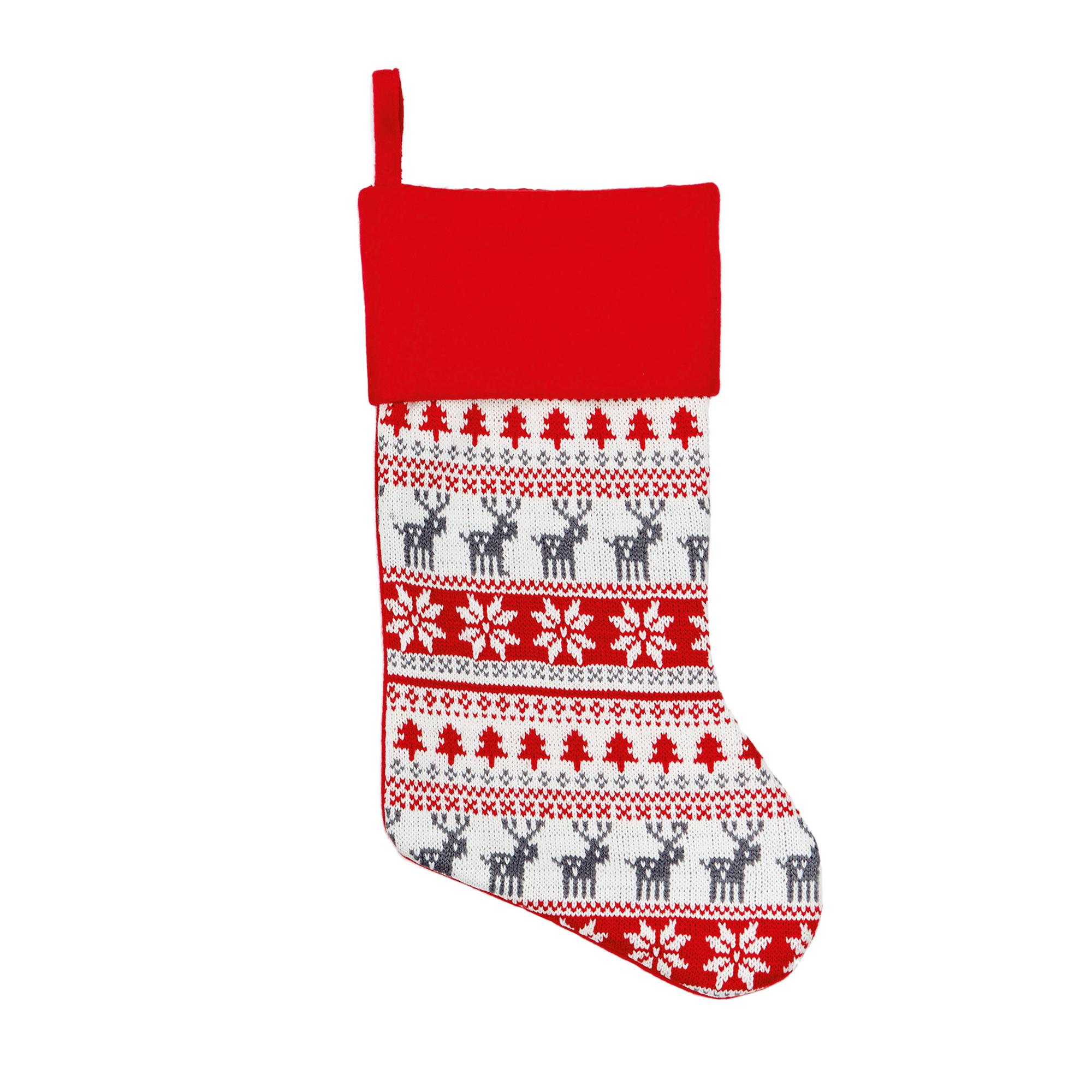 Knitted Red Scandi Christmas Stocking | Cancer Research UK Online Shop