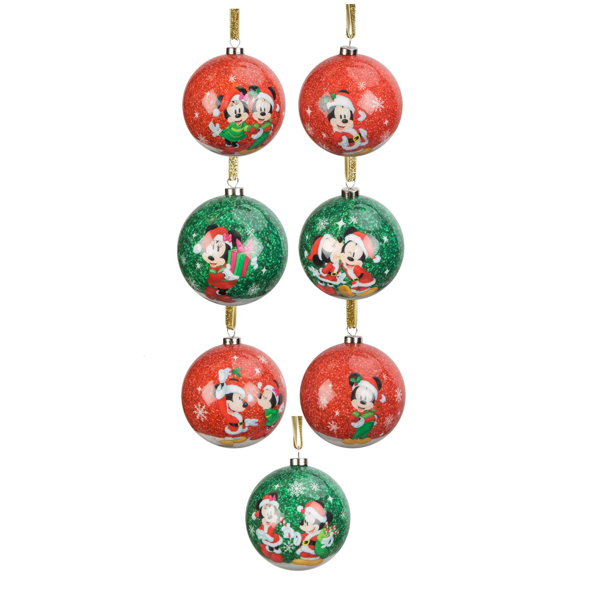 Disney Mickey Minnie Mouse Christmas Baubles Set Of 7
